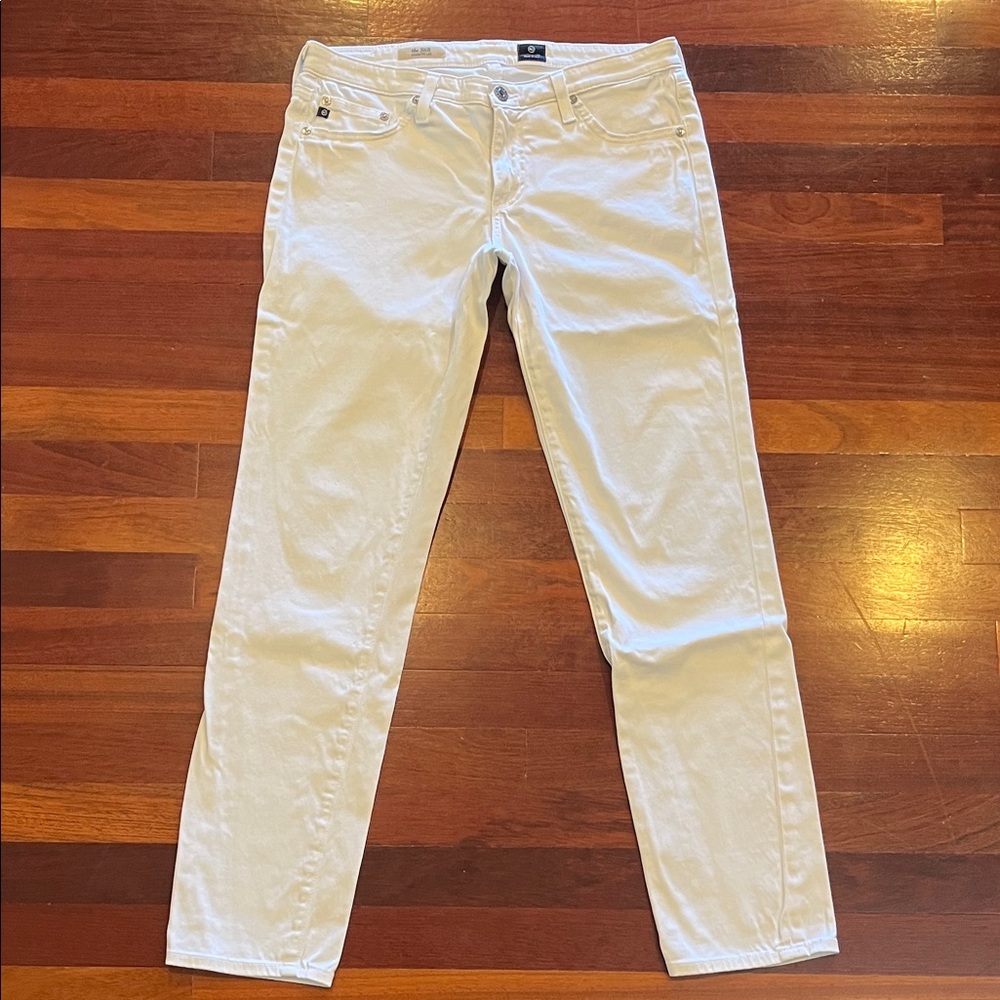 Womens 30 R AG Adriano Goldschmied the Stilt Cigarette Leg White Stretchy pants